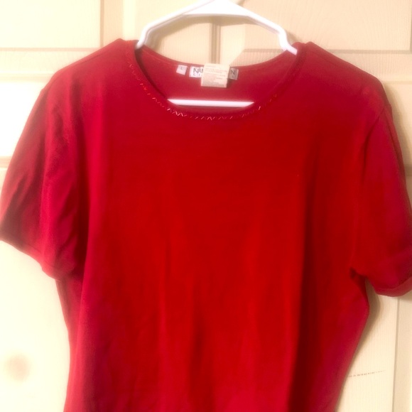 Beaded neckline silk sweater - Picture 1 of 2